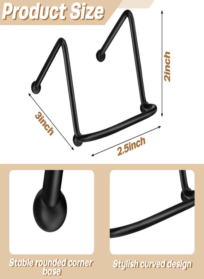 مجموعة راتان فيو من 4 قطع، حوامل عرض صغيرة للأطباق مقاس 2 بوصة، إطار معدني أسود صغير للصور والكتب وحامل الصور والإبداعات والمقتنيات، حوامل أطباق مربعة من الأسلاك لعرض الهواتف المحمولة - Image 2